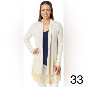 Lilly Pulitzer Cream Cardigan with Fringe